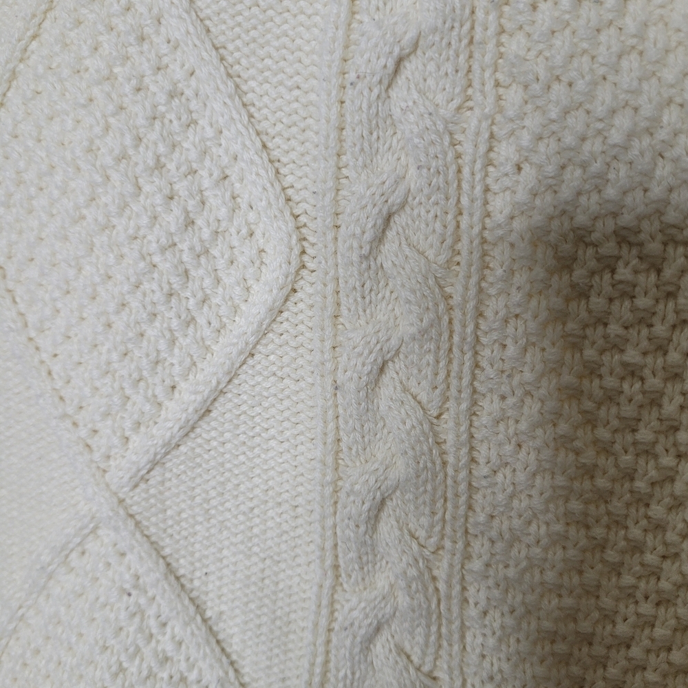 Talbots Petite Cream Knit Sweater Vest Full Zip Size PL 100% Cotton - Picture 4 of 7